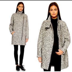 *NWT MADEWELL City Grid Tweed black * white * leather trim MOTO Coat!